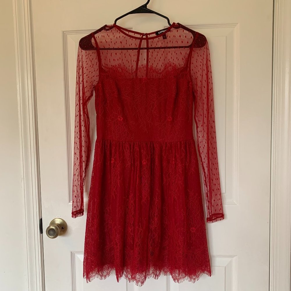Red Lace Express Dress, Size 4